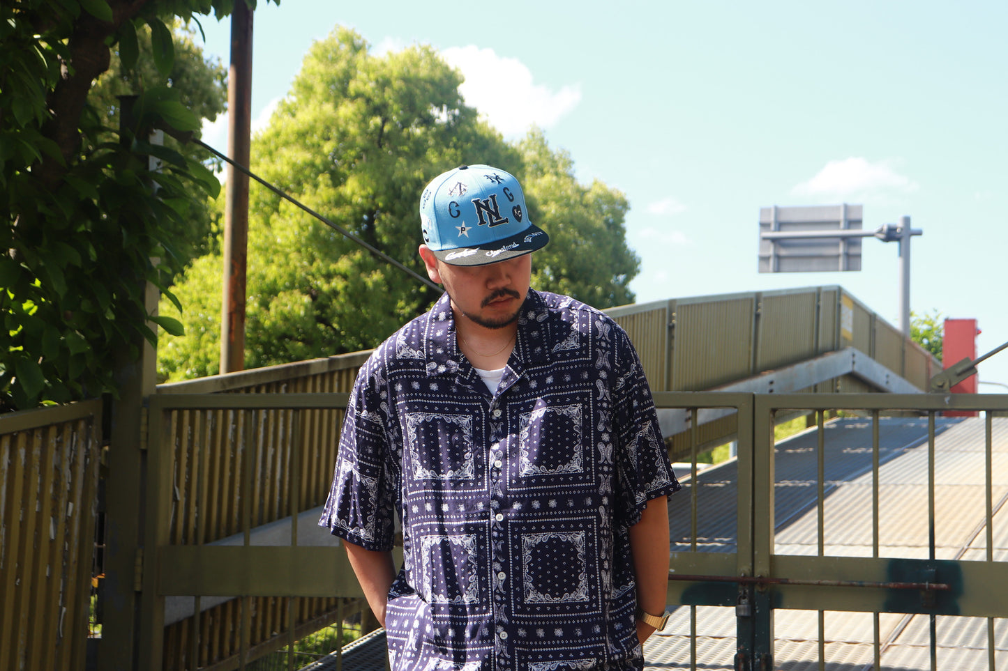 PACSUN Blue Paisley Camp Shirt