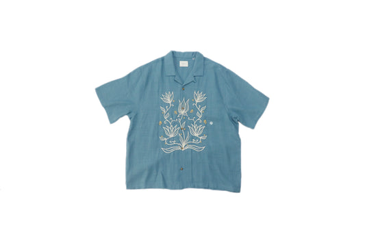 PACSUN Blue Oversized Camp Shirt