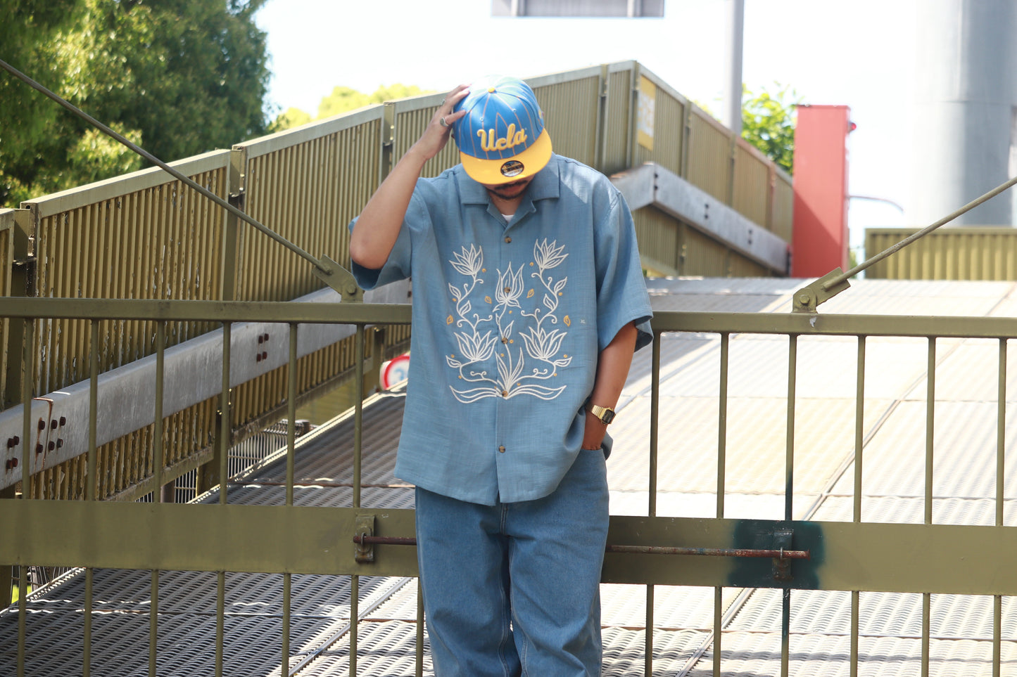PACSUN Blue Oversized Camp Shirt