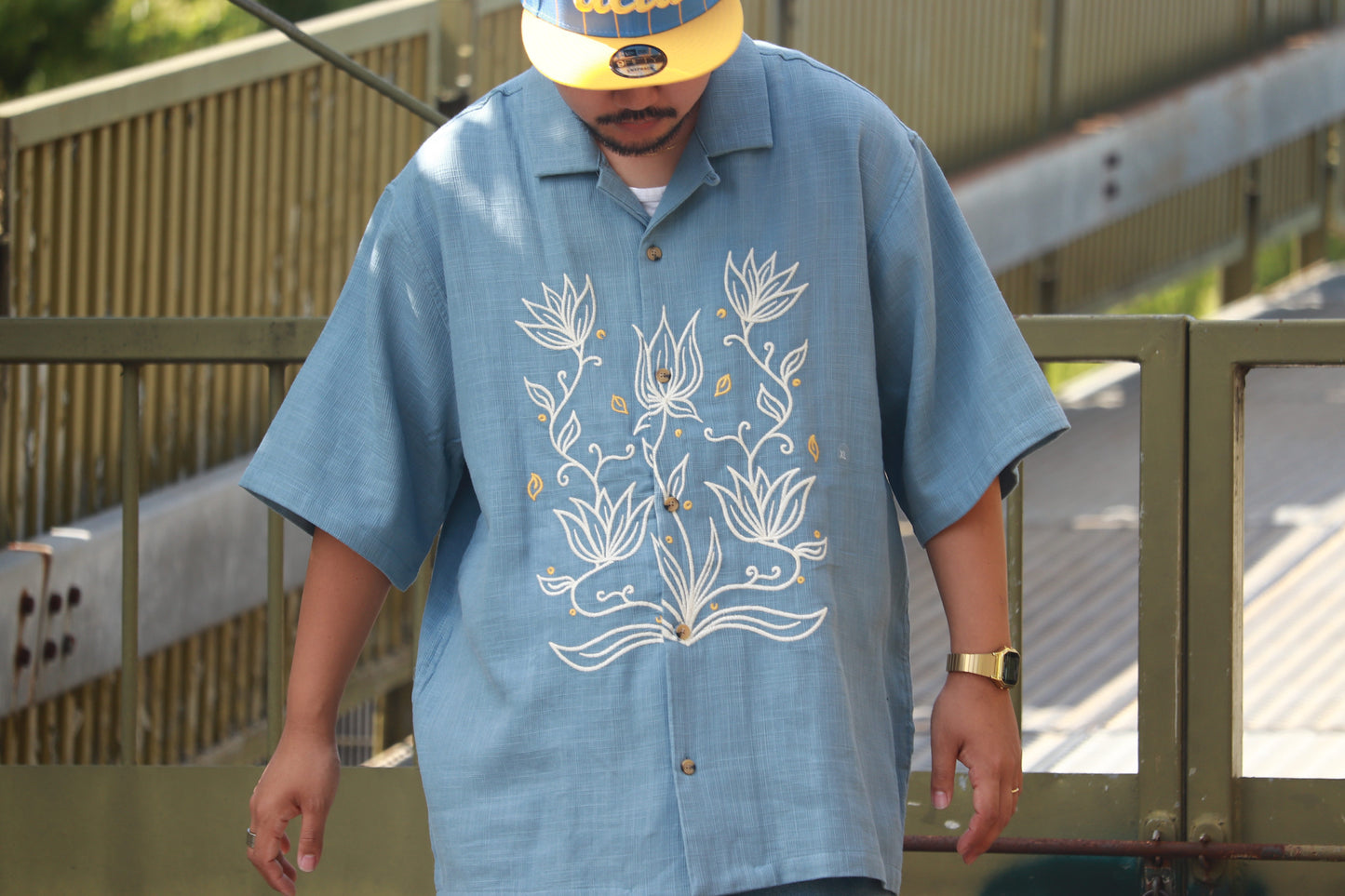 PACSUN Blue Oversized Camp Shirt