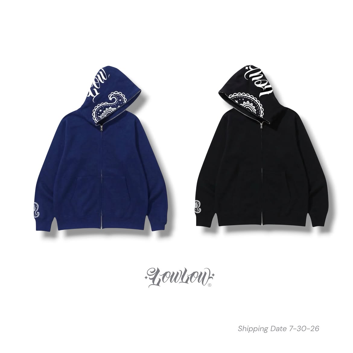 【限定生産】LOWLOW STREETWEAR BLACK BRAND ICON FULL ZIPPER