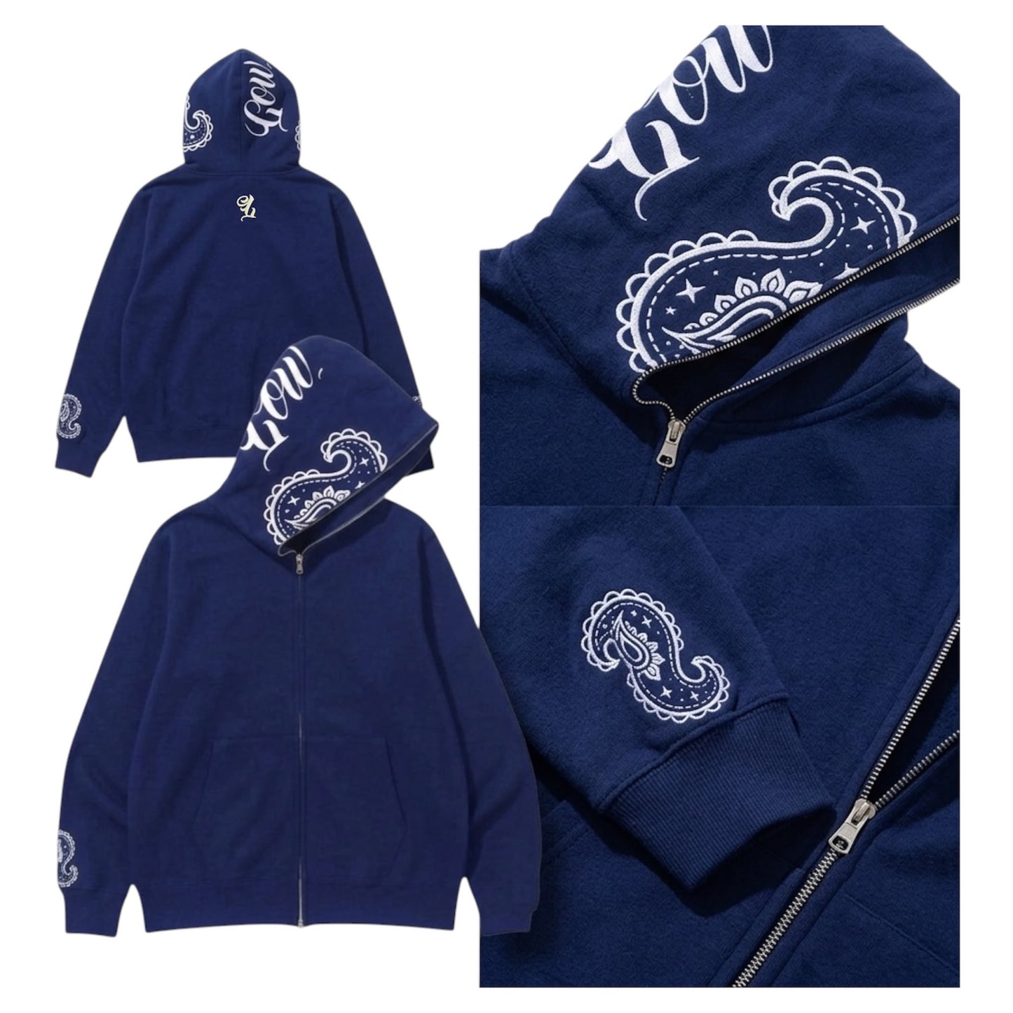 【限定生産】LOWLOW STREETWEAR NAVY BLUE BRAND ICON FULL ZIPPER