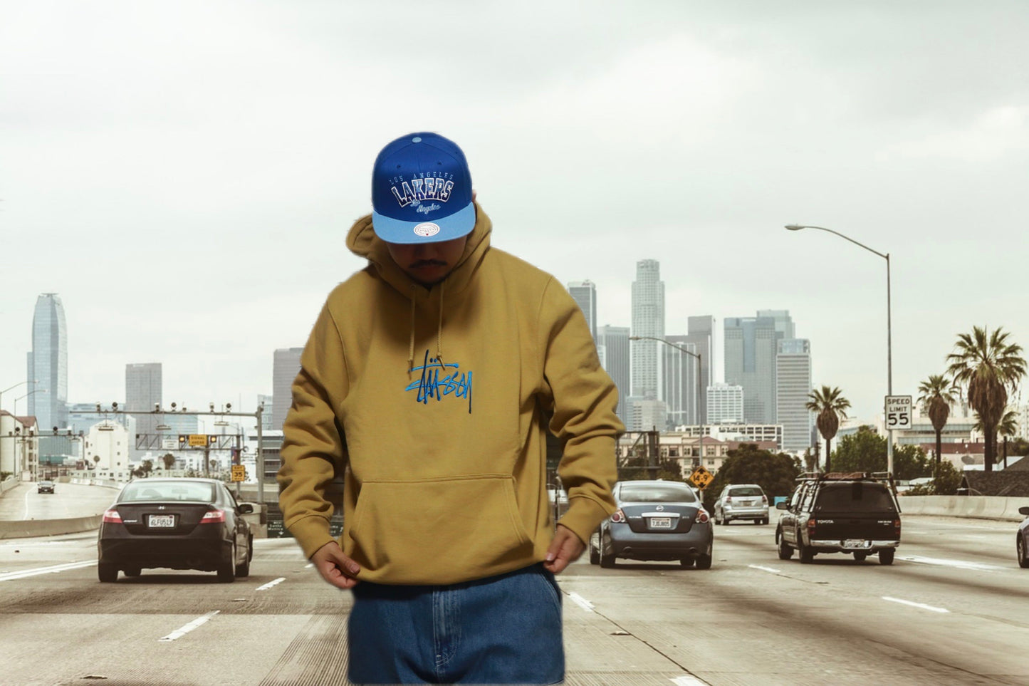 Mitchell&Ness LAKERS Gradient world bleu royal cap