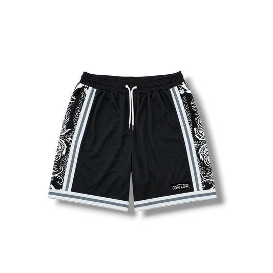 LOWLOW STREETWEAR LOWLOW Black Paisley Court Shorts  BK