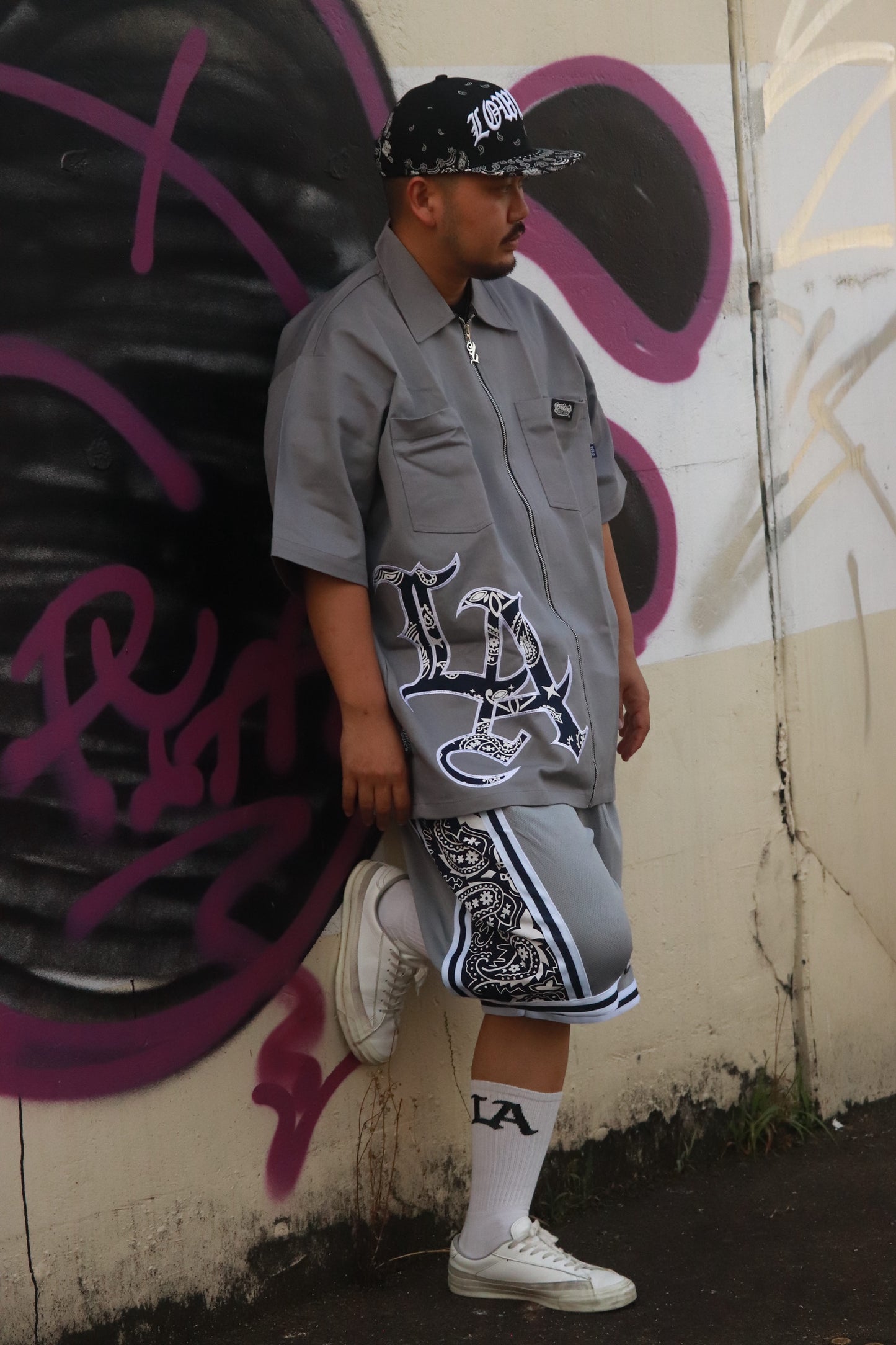 LOWLOW STREETWEAR LA STANDARD ZIP SHIRT – GREY / BLUE
