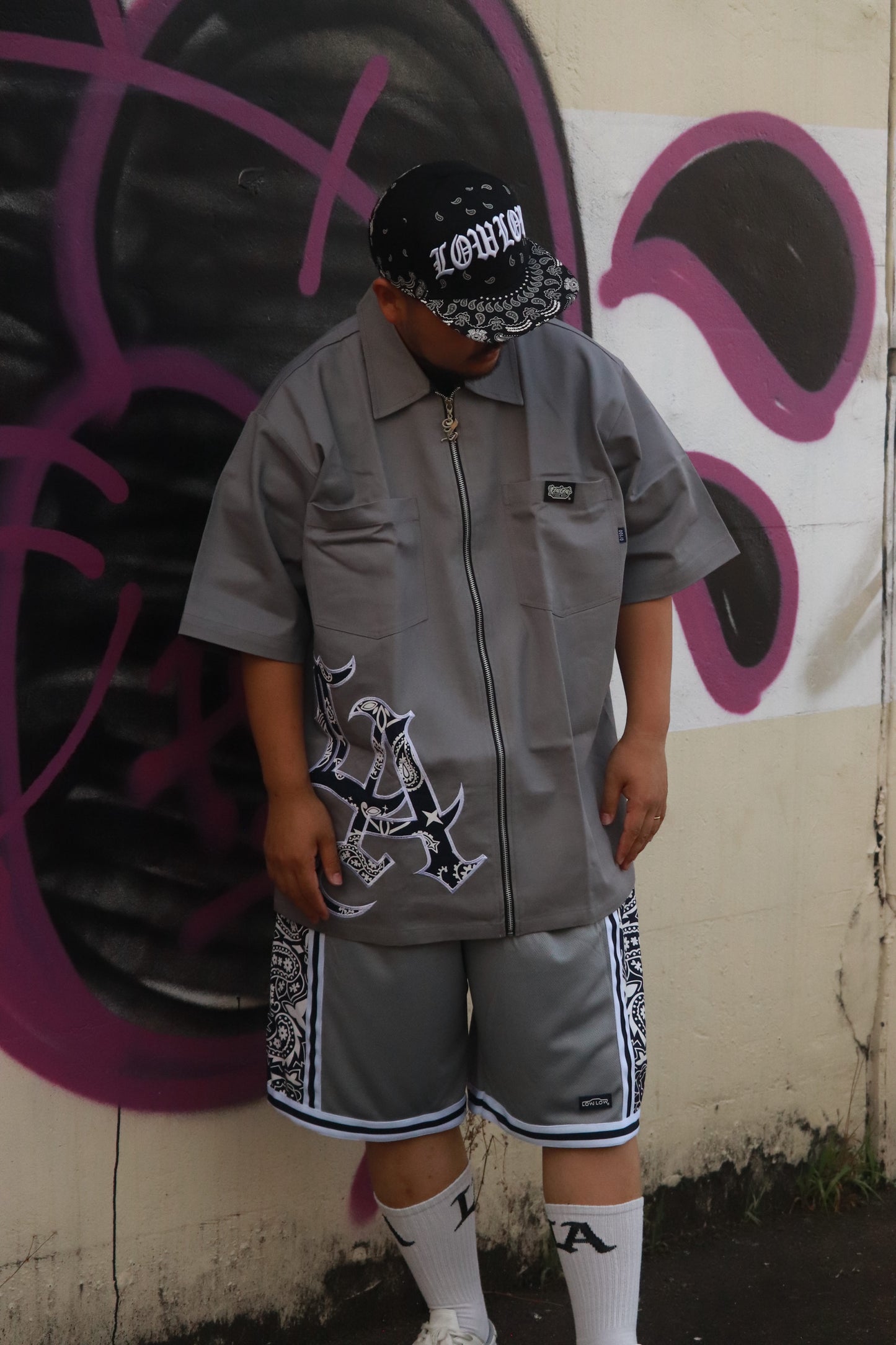 LOWLOW STREETWEAR LA STANDARD ZIP SHIRT – GREY / BLUE